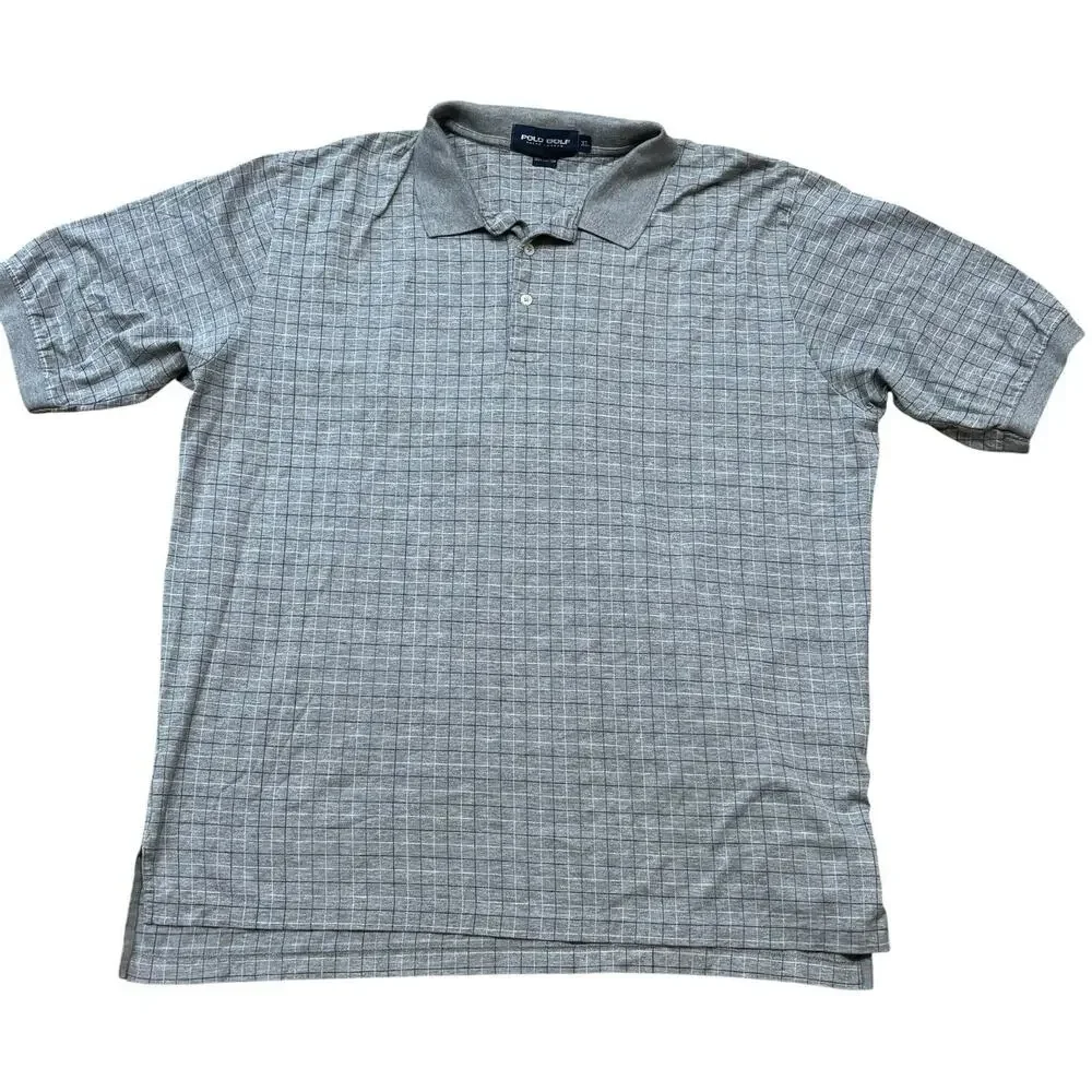 Vintage Polo Golf Ralph Lauren Polo Shirt Men's XL Heather Gray Windowpane Check